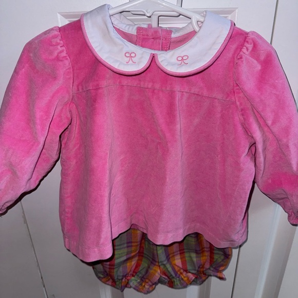 The Beaufort Bonnet Company Other - The Beaufort Bonnet Company pink bows and plaid matching Diaper Cover Set